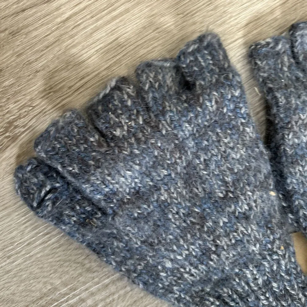 Women's Fingerless Gloves Mittens Blue Wool Blend Andes Gifts Handmade NEW